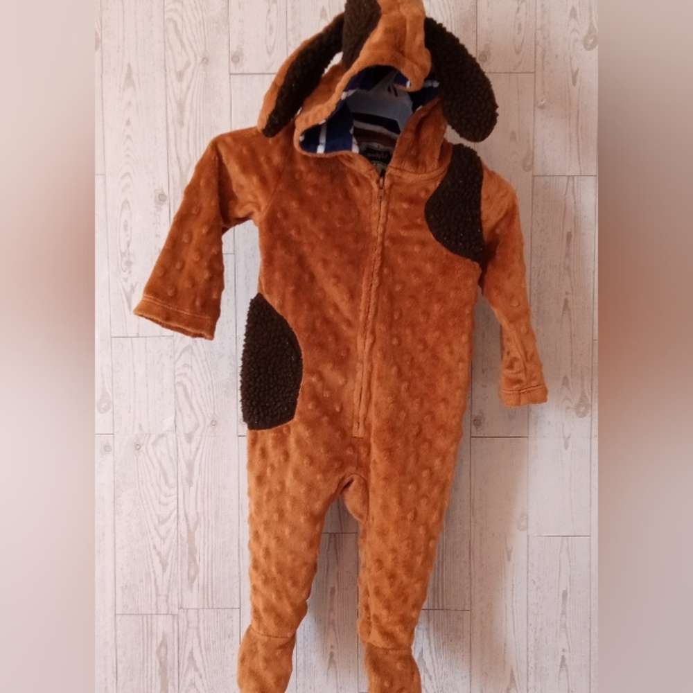 Mud Pie Brown Furry Dog One Piece Footed Halloween Costume